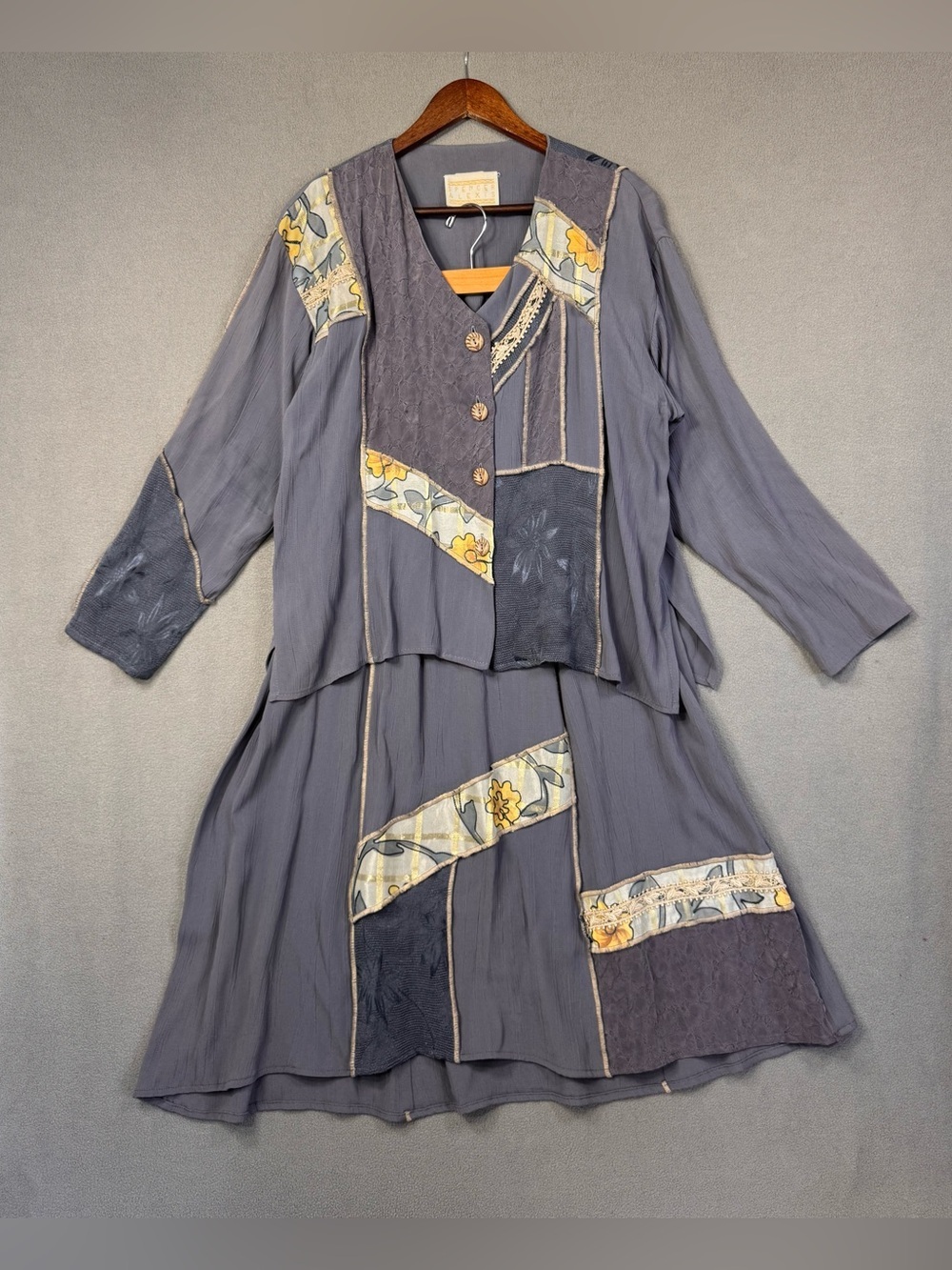 Spencer Alexis Vintage Whimsical Boho Patchwork Fairy Two Piece Skirt Set, 16